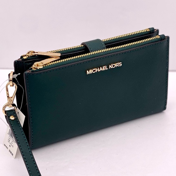 Michael Kors DoubleZip Wallet Wristlet Phone Case Racing Green - Picture 13 of 15